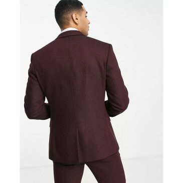 エイソス メンズ ジャケット＆ブルゾン アウター ASOS DESIGN super skinny wool mix suit jacket in burgundy herringbone Burgundy