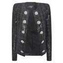 バルマン レディース ニット&セーター アウター Open Front Crystal Embellished Tweed Cardigan Black