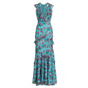 サローニ レディース ワンピース トップス Rita Floral Ruffle Maxi Dress aquarium