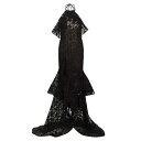 オスカー デ ラ レンタ レディース ワンピース トップス Gardenia Lace Ruffle Halter Gown black