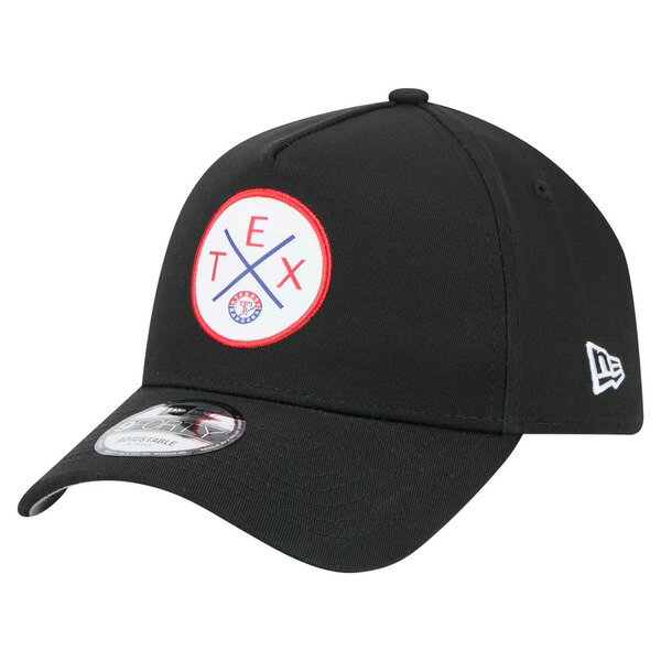 ニューエラ メンズ 帽子 アクセサリー Texas Rangers New Era 9FORTY AFrame Adjustable Hat Black