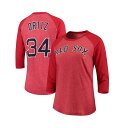 マジェスティック レディース Tシャツ トップス Women's David Ortiz Red Boston Red Sox Name and Number Tri-Blend Three-Quarter Length Raglan T-shirt Red