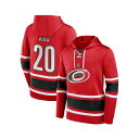 ファナティクス メンズ パーカー・スウェットシャツ アウター Men's Sebastian Aho Red Carolina Hurricanes Name and Number Lace-Up Pullover Hoodie Red