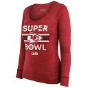 マジェスティックスレッズ レディース Tシャツ トップス Kansas City Chiefs Majestic Threads Women 039 s Super Bowl LVIII Make It Happen Lightweight TriBlend Long Sleeve Scoop Neck TShirt Red