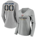 t@ieBNX fB[X TVc gbvX Florida Panthers Fanatics Branded Women's Any Name & Number Personalized Evanston Stencil Long Sleeve VNeck TShirt Gray