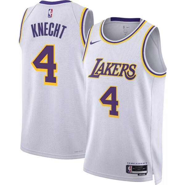 ナイキ メンズ パーカー・スウェットシャツ アウター Nike Adult Los Angeles Lakers Dalton Knecht #4 White Dri-FIT Association Jersey -