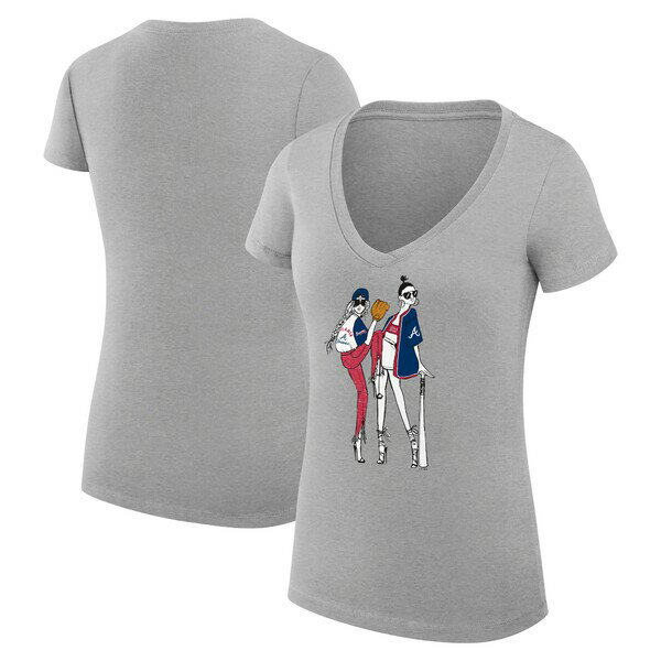 J[oNX fB[X TVc gbvX Atlanta Braves GIII 4Her by Carl Banks Women's Baseball VNeck Fitted TShirt Heather Gray