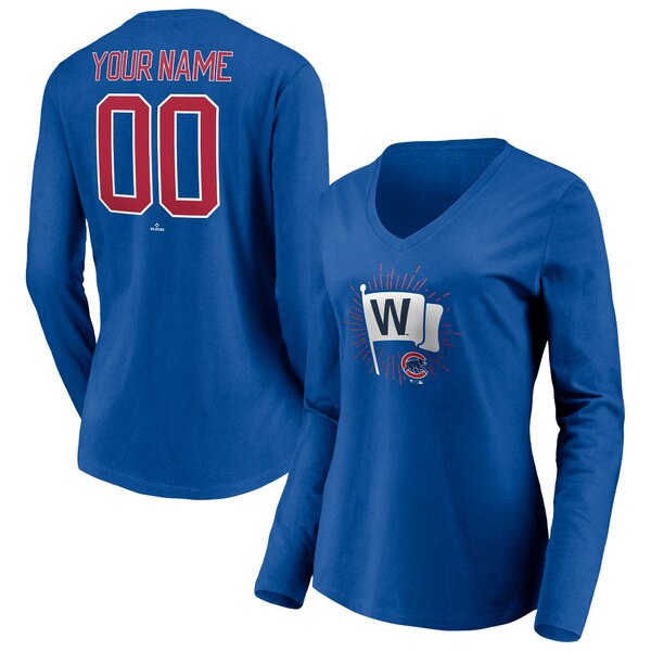 ファナティクス レディース Tシャツ トップス Chicago Cubs Fanatics Branded Women's Personalized Hometown Legend Long Sleeve VNeck TShirt Royal