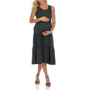 ホワイトマーク レディース ワンピース トップス Maternity Plus Size Scoop Neck Tiered Midi Dress Charcoal