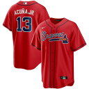 ナイキ メンズ ユニフォーム トップス Ronald Acuna Jr. Atlanta Braves Nike Alternate Replica Player Name Jersey Red