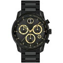 oh Y rv ANZT[ Men's Bold Verso Swiss Quartz Chronograph Ionic Plated Black Steel Bracelet Watch 44mm Black