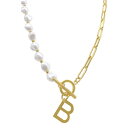 AhjA fB[X lbNXE`[J[Ey_ggbv ANZT[ 14k Gold-Plated Paperclip Chain & Mother-of-Pearl Initial F 17