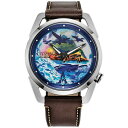 V`Y Y rv ANZT[ Eco-Drive Men's Avatar Brown Leather Strap Watch 42mm Brown