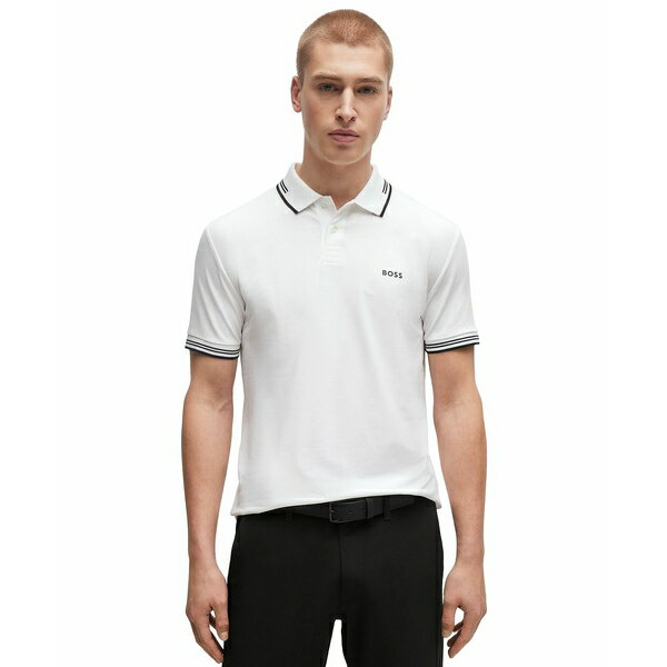 ヒューゴボス メンズ シャツ トップス Men's Stretch-Cotton Slim-Fit Polo Shirt White(4)