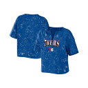 ウェア バイ エリン・アンドリューズ レディース カットソー トップス Women's Royal Philadelphia 76ers Bleach Splatter Notch Neck T-shirt Royal