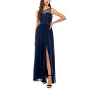 シティ スタジオ レディース ワンピース トップス Juniors' Embellished Illusion Tulip Gown, Created for Macy's Bright Navy