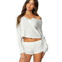 エディクテッド レディース カットソー トップス Women's Teddy Cropped Waffle Top White