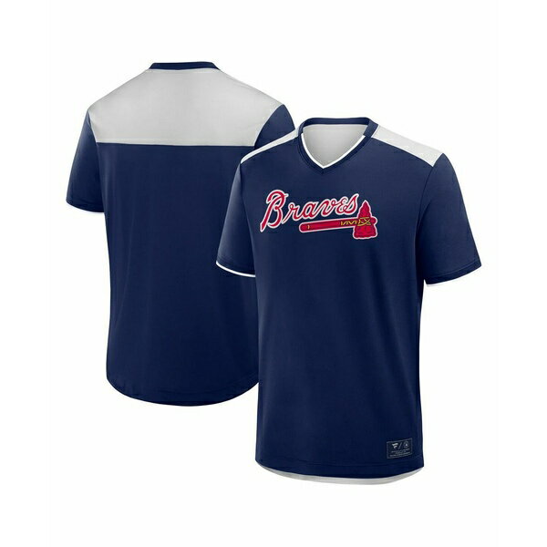 ファナティクス メンズ シャツ トップス Men'sNavy Atlanta Braves Walk Off V-Neck T-Shirt Navy