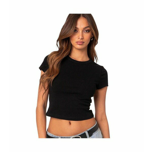 エディクテッド レディース カットソー トップス Women's Better Basics cropped t shirt Black
