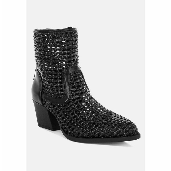 ラグ アンド コー レディース ブーツ シューズ Artisole Woven Pleather Block Heel Boots Black