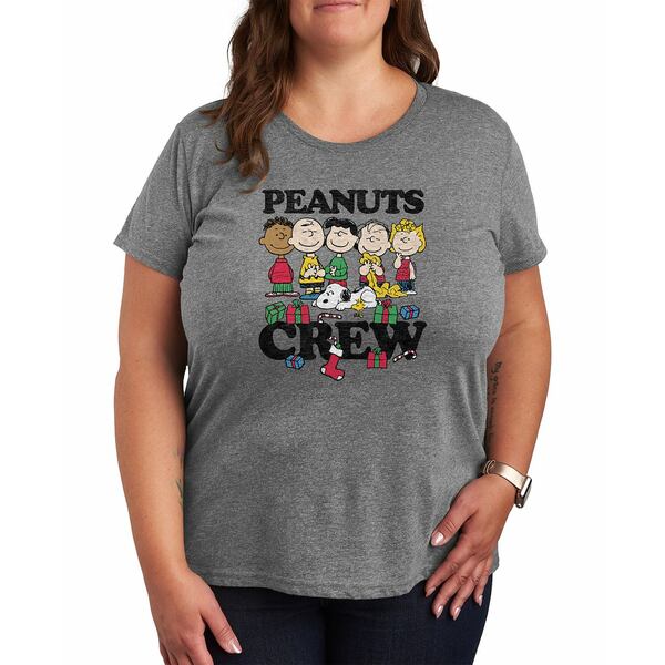 ハイブリッド アパレル レディース カットソー トップス Trendy Plus Size Peanuts Crew Holiday Chris..