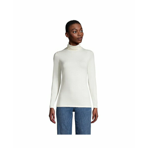 ランズエンド レディース カットソー トップス Women's Lightweight Jersey Skimming Long Sleeve Turt..