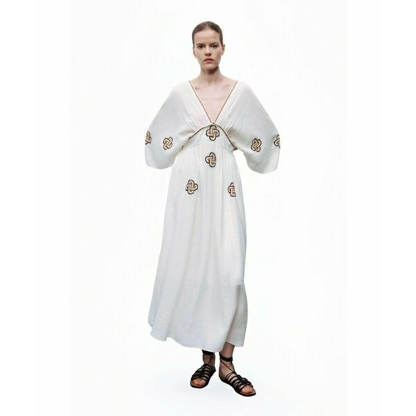 ノクチューン レディース ワンピース トップス Women's Maxi Dress with Embroidery Details Open white