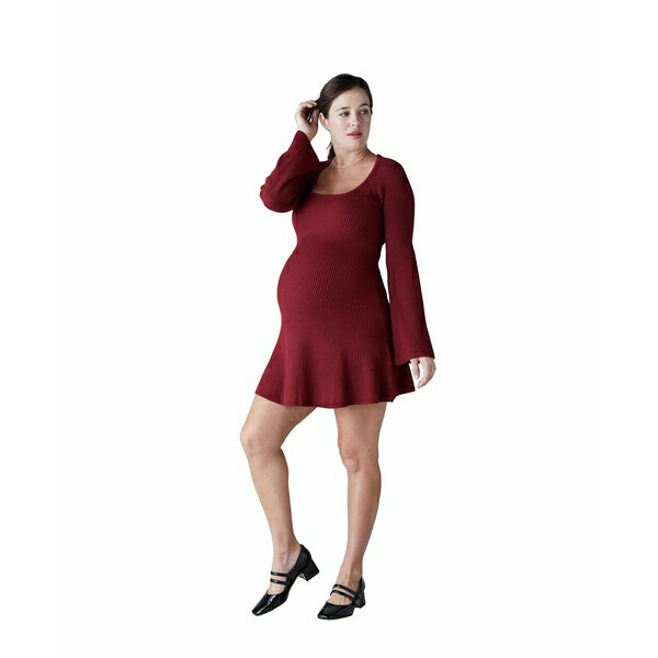 イングリッド アンド イザベル レディース ニット&セーター アウター Women's Maternity Mini Sweater Dress Cabernet