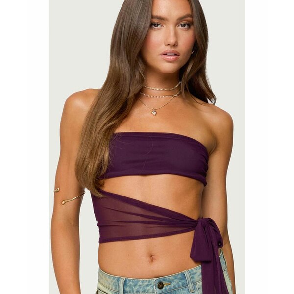 エディクテッド レディース カットソー トップス Women's Amaro Strapless Side Tie Cut Out Top Purple