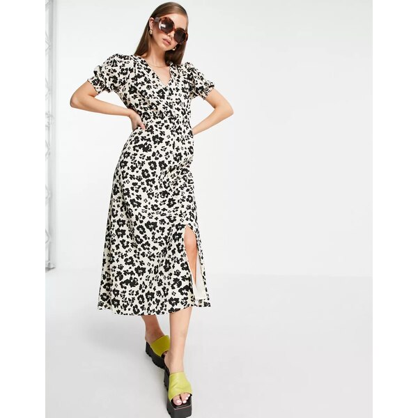 リバーアイランド レディース ワンピース トップス River Island leopard print button through midi dress in brown Print