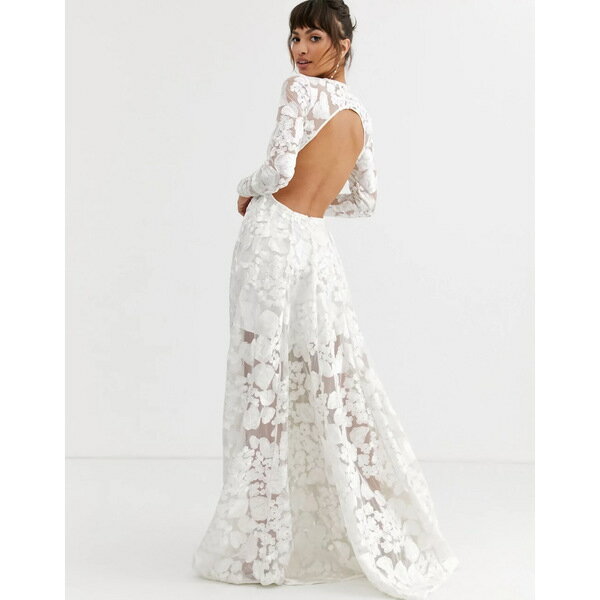 エイソス レディース ワンピース トップス ASOS EDITION wedding dress with open back and floral embroidery Ivory