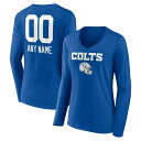 եʥƥ ǥ T ȥåץ Indianapolis Colts Fanatics Branded Women's Personalized Name & Number Team Wordmark Long Sleeve VNeck TShirt Royal