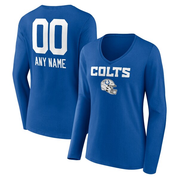 t@ieBNX fB[X TVc gbvX Indianapolis Colts Fanatics Branded Women's Personalized Name & Number Team Wordmark Long Sleeve VNeck TShirt Royal