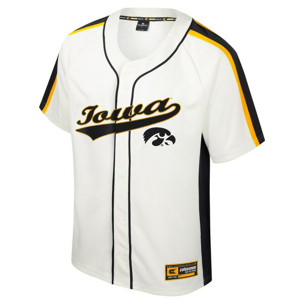 コロシアム メンズ ユニフォーム トップス Iowa Hawkeyes Colosseum Ruth ButtonUp Baseball Jersey Cream