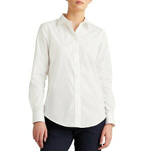 ラルフローレン レディース シャツ トップス Easy Care Point Collar Long Sleeve Cotton-Blend Shirt White