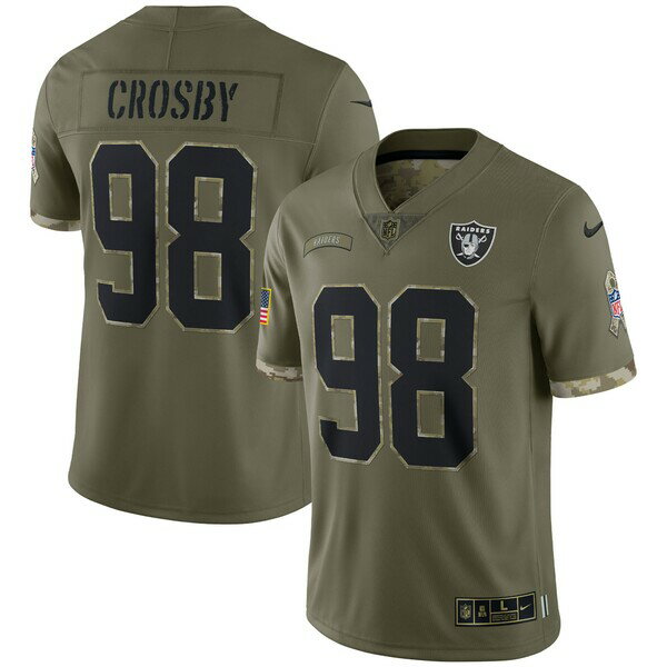 楽天astyナイキ メンズ ユニフォーム トップス Maxx Crosby Las Vegas Raiders Nike 2022 Salute To Service Limited Jersey Olive