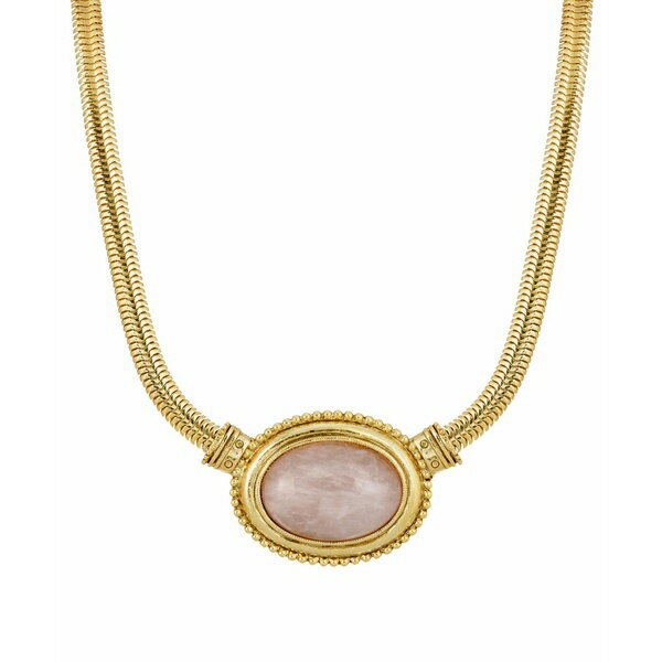 2028 レディース ネックレス・チョーカー・ペンダントトップ アクセサリー Gold-Tone Semi Precious Oval Stone Necklace Pink