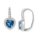 Wj xj[j fB[X sAXCO ANZT[ Cubic Zirconia Heart Halo Leverback Earrings in Sterling Silver, Created for Macy's Blue