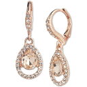 ジバンシー レディース ピアス＆イヤリング アクセサリー Rose Gold-Tone Pavé & Pear-Shape Crystal Drop Earrings Dark Pink