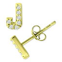 Wj xj[j fB[X sAXCO ANZT[ Cubic Zirconia Initial Stud Earrings, Created for Macy's Gold Over Silver J