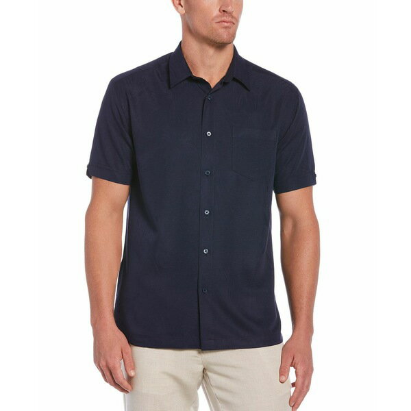 L[ox Y Vc gbvX Men's Big & Tall Floral Textured Jacquard Short Sleeve Shirt Navy Blaze