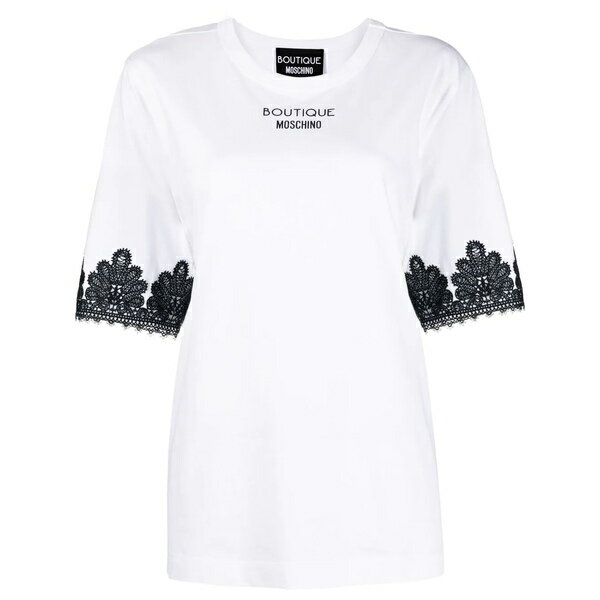 ブティックモスキーノ レディース Tシャツ トップス ロゴ Tシャツ White