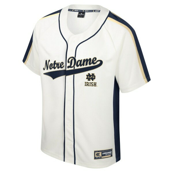 コロシアム メンズ ユニフォーム トップス Notre Dame Fighting Irish Colosseum Ruth ButtonUp Baseball Jersey Cream