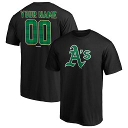 ファナティクス メンズ Tシャツ トップス Oakland Athletics Fanatics Branded Emerald Plaid Personalized Name & Number TShirt Black
