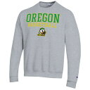 チャンピオン メンズ パーカー・スウェットシャツ アウター Oregon Ducks Champion Basketball Stack Pullover Crewneck Sweatshirt Heather Gray