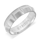 トライトン レディース リング アクセサリー Men's Carved Comfort Fit Wedding Band in Gray Titanium Gr...