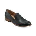 アース レディース スリッポン・ローファー シューズ Women's Edna Round Toe Casual Slip-On Flat Loafers Black Leather