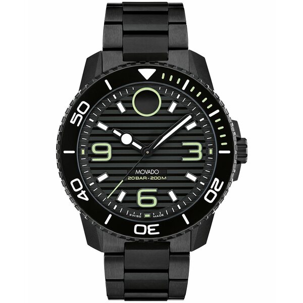 モバド メンズ 腕時計 アクセサリー Men's Bold Titanium Sport Swiss Quartz Ionic Plated Black Titanium Watch 45mm Black