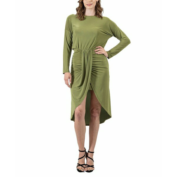 24セブンコンフォート レディース ワンピース トップス Women's Long Sleeve Knee Length Dress Avocado