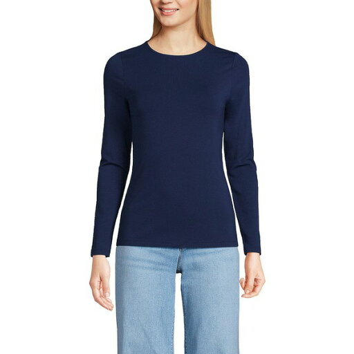 ランズエンド レディース Tシャツ トップス Women's Long Sleeve Lightweight Jersey Crew Neck Top Deep sea navy ランズエンド レディース Tシャツ トップス Women's Long Sleeve Lightweight Jersey Crew Neck Top Deep sea navy